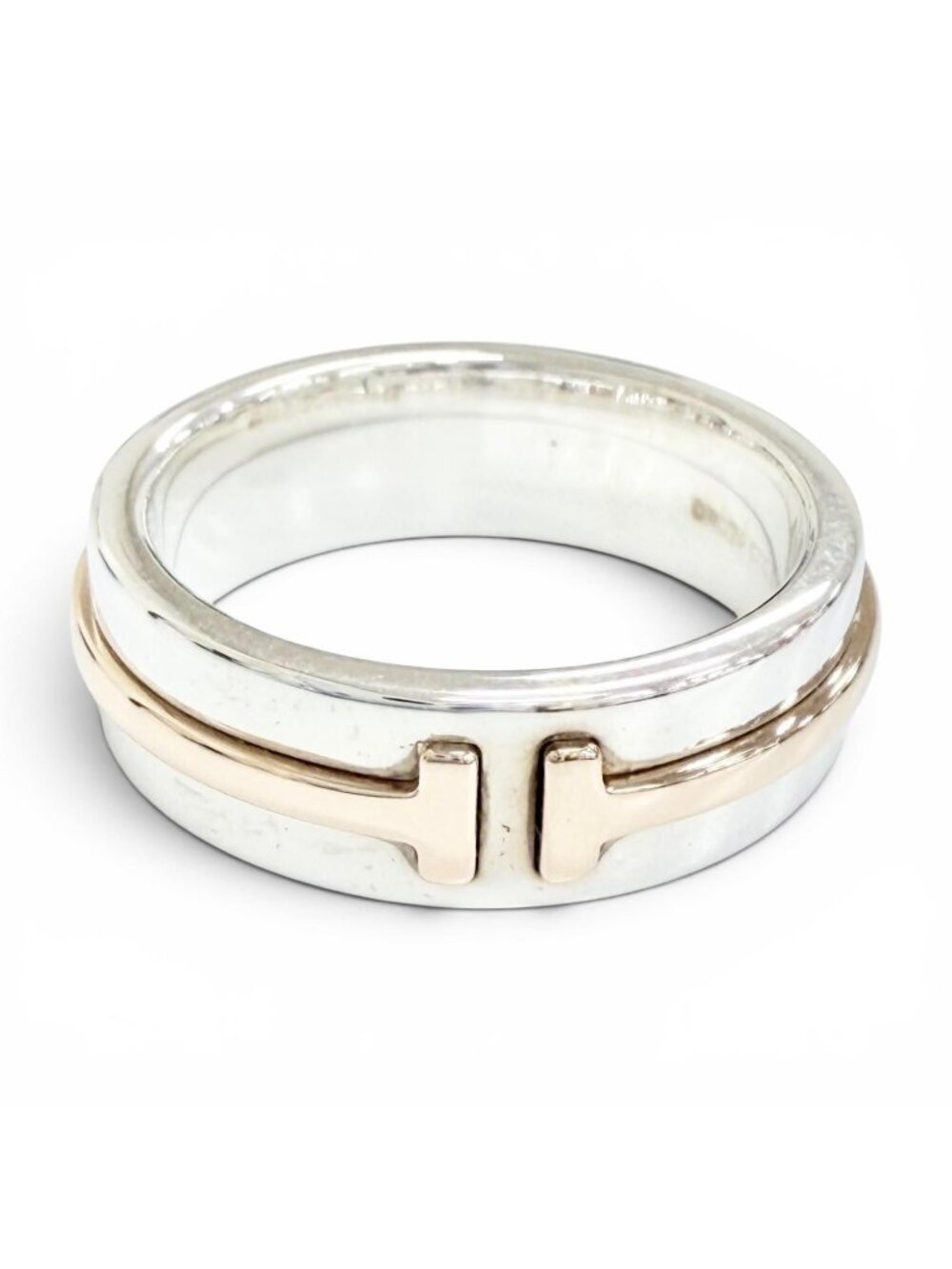 Tiffany & Co T Two Narrow Ring Silver Gold